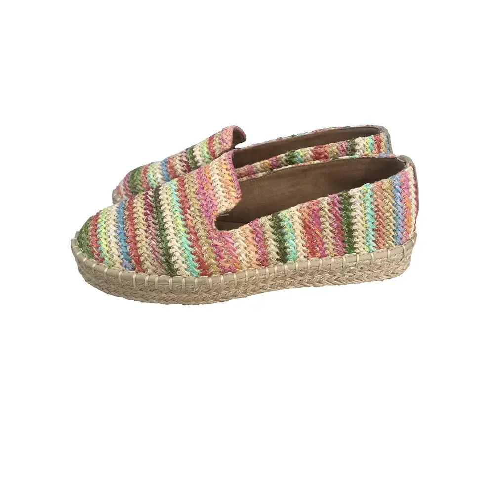 Joie Cara Raffia Espadrilles Women’s Sz 8 Multicolor Rainbow Flats Slip on NEW - Picture 2 of 9